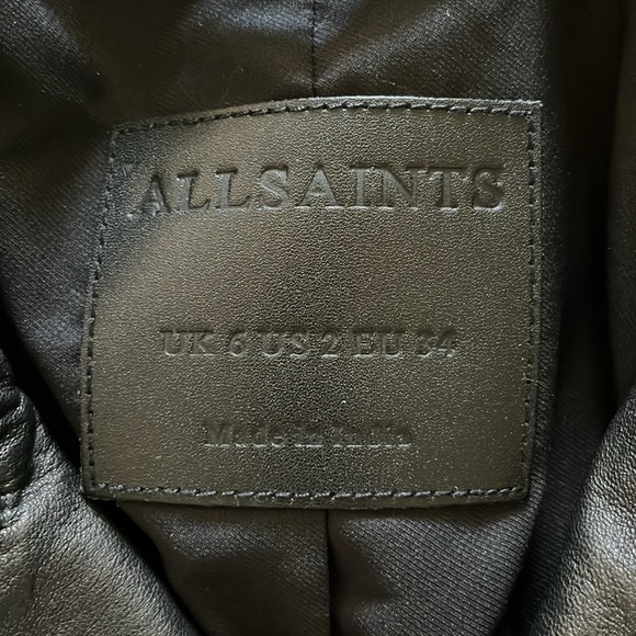 NEW All Saints Dalby Lamb Leather Biker Jacket Black Size 2 - Picture 6 of 11